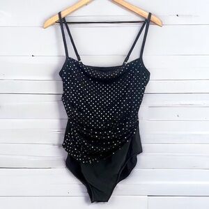 Magicsuit Black w/ Gold Diamond Print One Piece, Size Large- 10/12